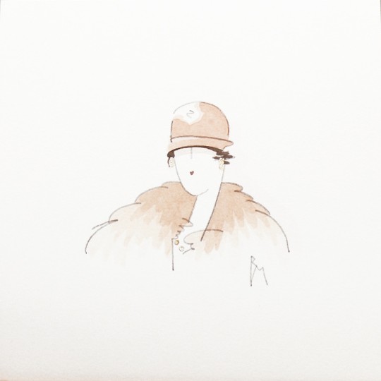 Aquarelle Brigitte Misériaux femme 1900 sépia Aquarelle Brigitte Misériaux femme 1900 sépia