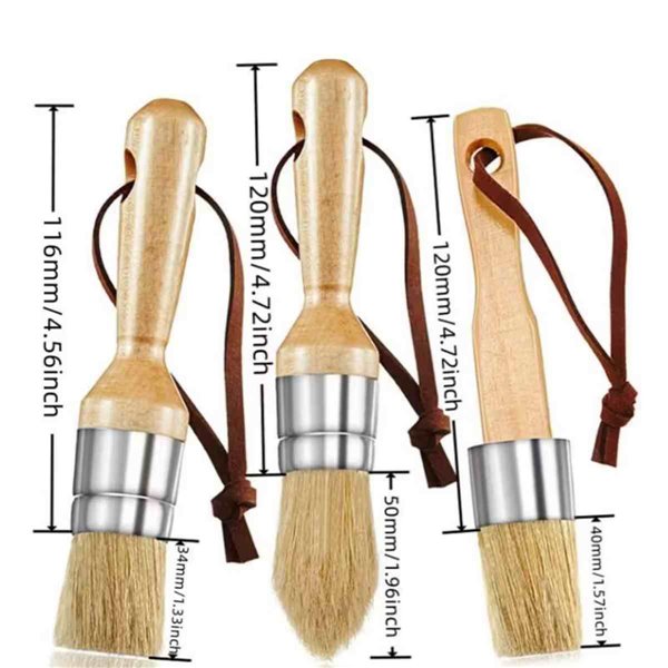Pinceaux poils naturels lot 3 tailles