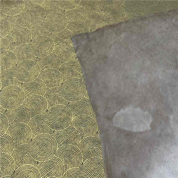 Papier népalais lokta LamaLi Méandres Précieux doré sur taupe