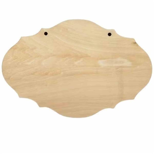 Support en bois à décorer cadre chantourné avec ficelle de suspension 23cm