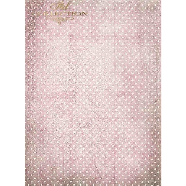 Papier de riz A3 Rose Shabby à Pois