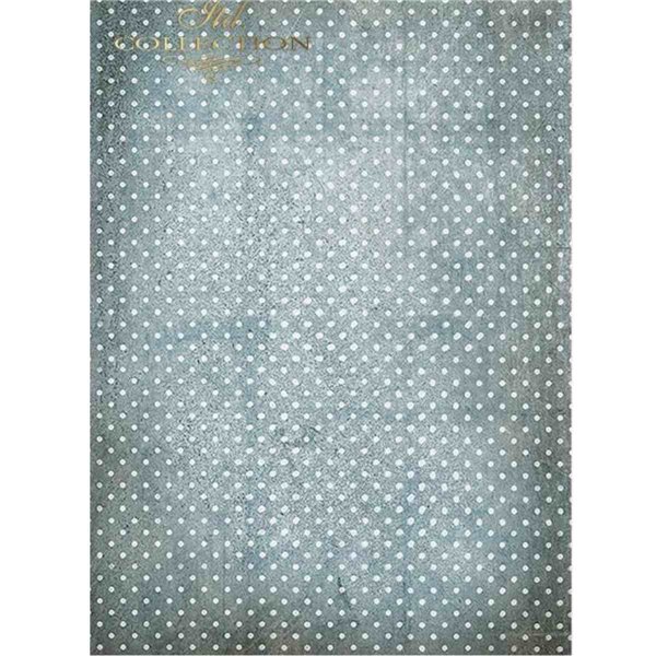 Papier de riz A3 Bleu Shabby à Pois