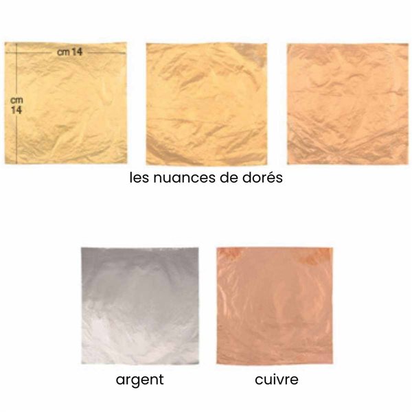 Feuilles de dorure argent carnet 25 feuilles 14x14cm