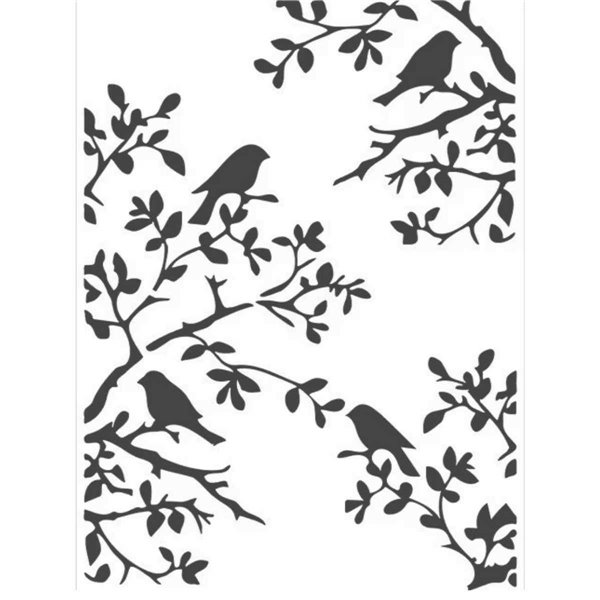 Pochoir décoratif oiseaux sur la branches 20x15cm