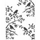 Pochoir décoratif oiseaux sur la branches 20x15cm