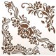 Pochoir décoratif angle floral vintage 25.4x25.4cm