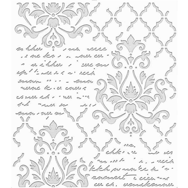 Pochoir décoratif damassé sur treillis 17.1x14.4cm