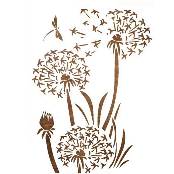 Pochoir décoratif fleurs dandelion pissenlit A4