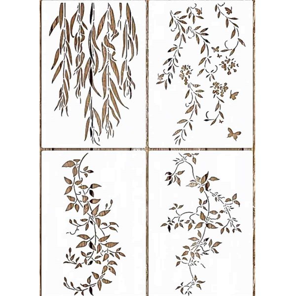 Pochoir décoratif 15x20cm chaque x4 branches nature