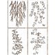 Pochoir décoratif 15x20cm chaque x4 branches nature