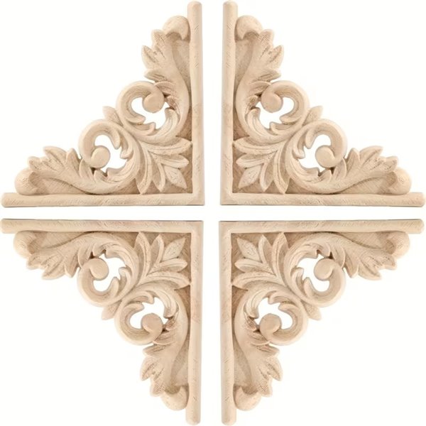 Ornement bois sculpté 4 appliques 8cm