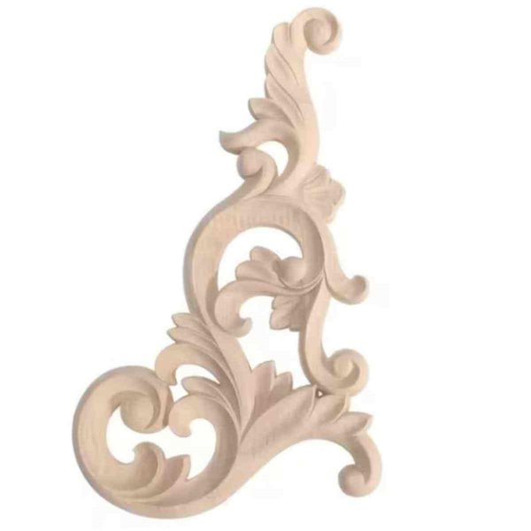 Ornement bois sculpté 2 appliques 16x8cm