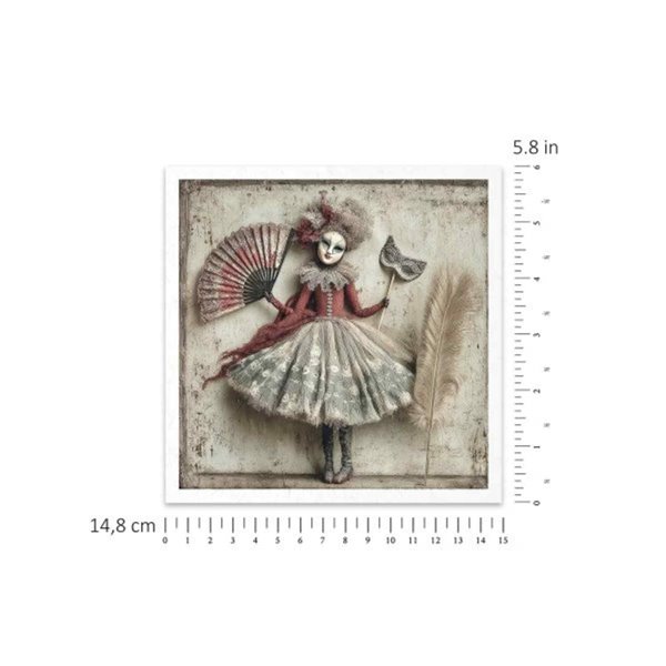 Assortiment papiers de riz x6 15x15cm Carnaval II 