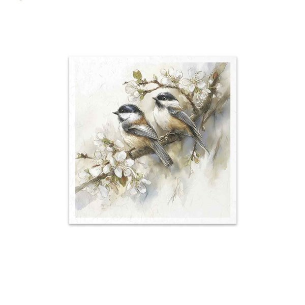Assortiment papiers de riz x6 15x15cm oiseaux lapins fleurs