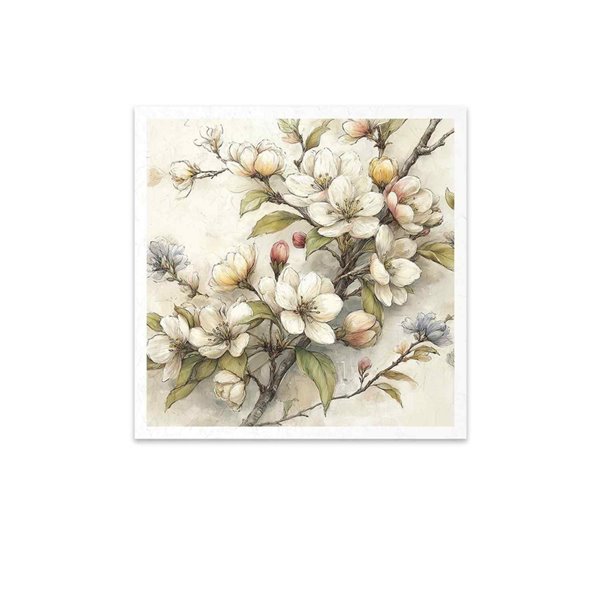 Assortiment papiers de riz x6 15x15cm oiseaux lapins fleurs