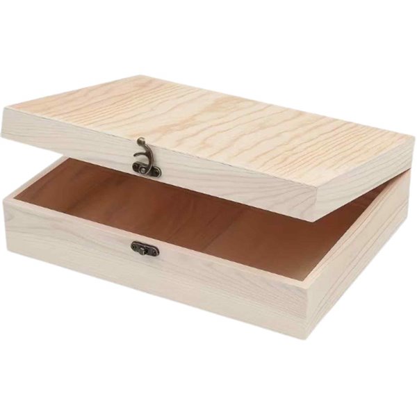Boite en bois avec couvercle à charnières 30x23x8,5cm