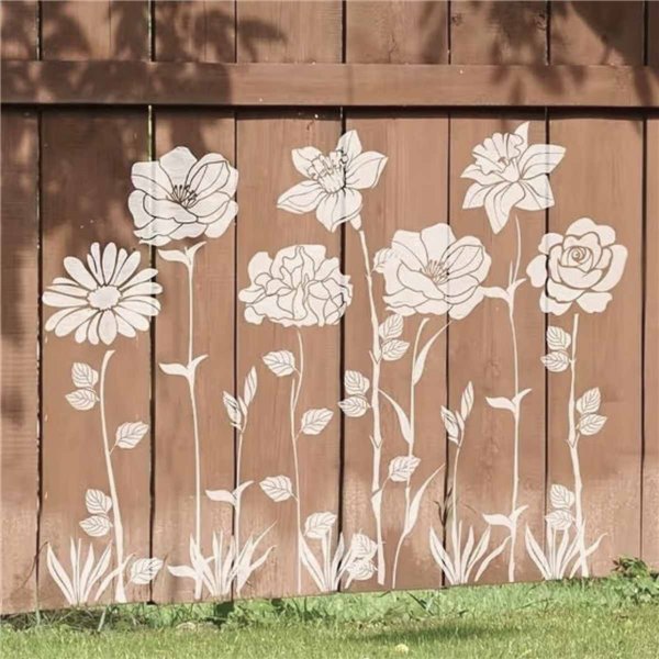 Pochoir décoratif grandes fleurs botaniques en 8 pièces composables