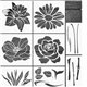 Pochoir décoratif grandes fleurs botaniques en 8 pièces composables