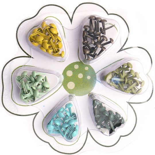 Attaches parisiennes vert 6 couleurs 2mm Attaches parisiennes vert 6 couleurs 2mm