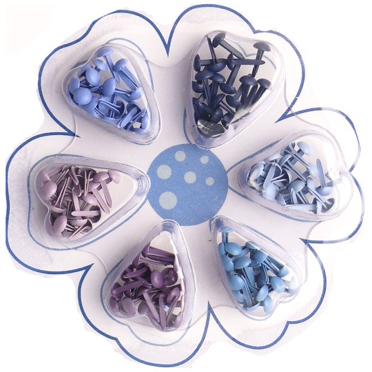 Attaches parisiennes bleu 6 couleurs 2mm Attaches parisiennes bleu 6 couleurs 2mm
