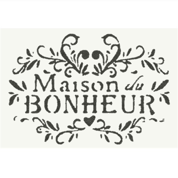 Pochoir peinture texte Maison du Bonheur 20x30cm 