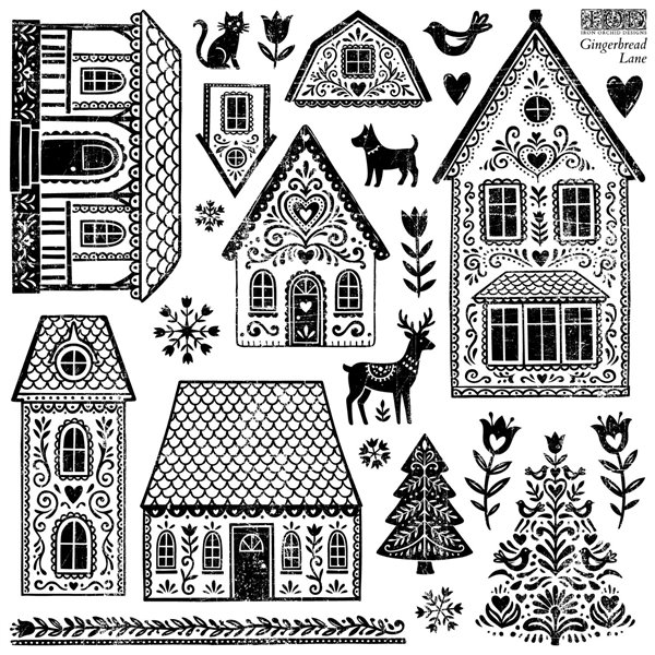 Tampons IOD Gingerbread Lane 30x30cm multiples pièces