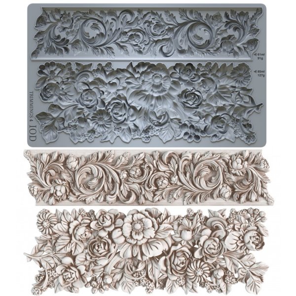 Moule silicone IOD Trimmings 4 ligne éléments floraux