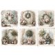 Assortiment papiers de riz Noël x6 15x15cm arbres et couronnes