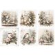 Assortiment papiers de riz x6 15x15cm oiseaux et fleurs