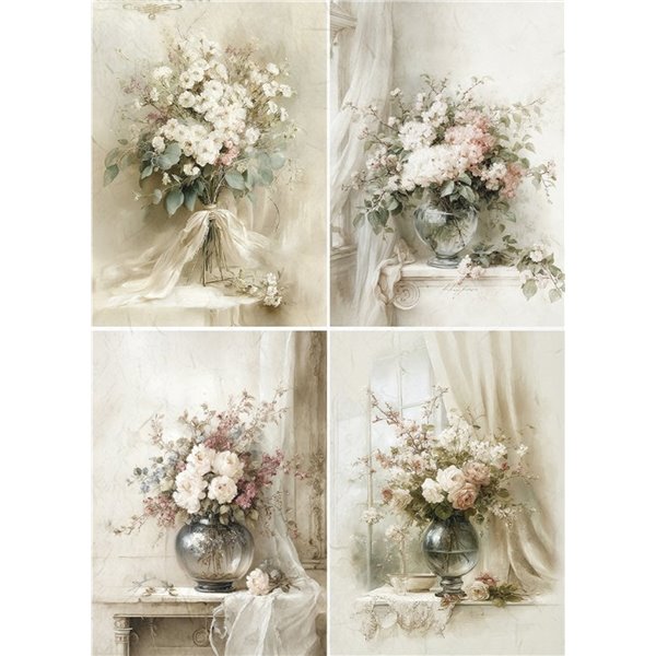 Papier de riz A4 bouquet de fleurs