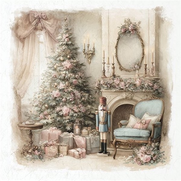 Assortiment papiers de riz x6 15x15cm casse noisettes de Noël