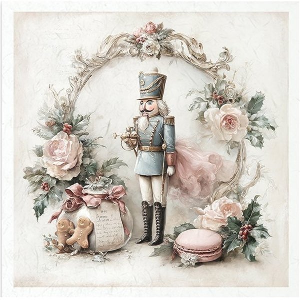 Assortiment papiers de riz x6 15x15cm casse noisettes de Noël