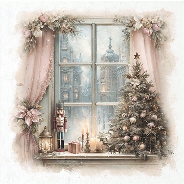Assortiment papiers de riz x6 15x15cm casse noisettes de Noël