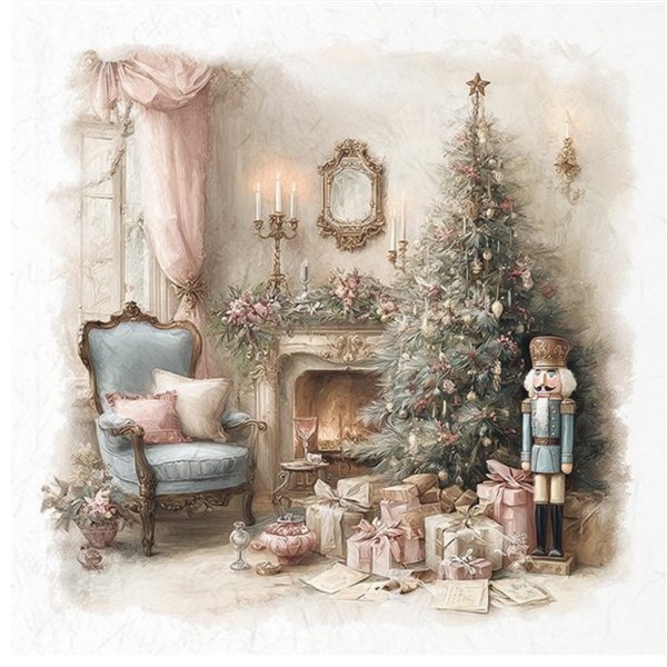 Assortiment papiers de riz x6 15x15cm casse noisettes de Noël