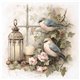 Assortiment papiers de riz x6 15x15cm oiseaux et fleurs