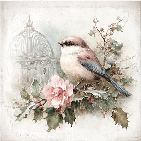Assortiment papiers de riz x6 15x15cm oiseaux et fleurs