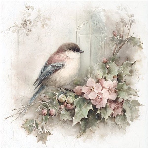 Assortiment papiers de riz x6 15x15cm oiseaux et fleurs