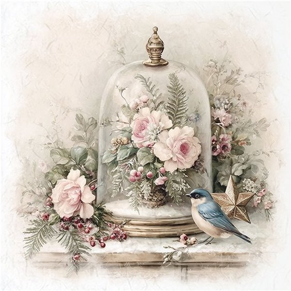Assortiment papiers de riz x6 15x15cm oiseaux et fleurs