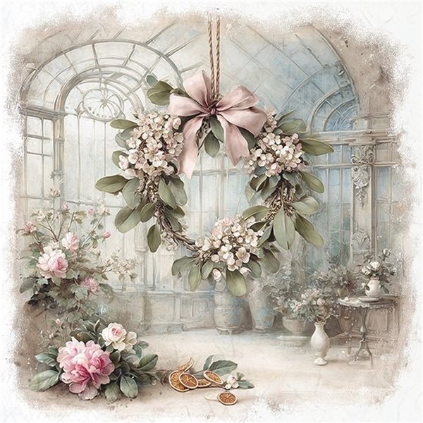 Assortiment papiers de riz Noël x6 15x15cm arbres et couronnes