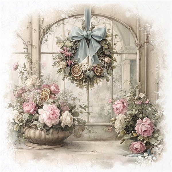Assortiment papiers de riz Noël x6 15x15cm arbres et couronnes