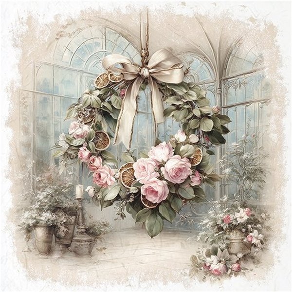 Assortiment papiers de riz Noël x6 15x15cm arbres et couronnes