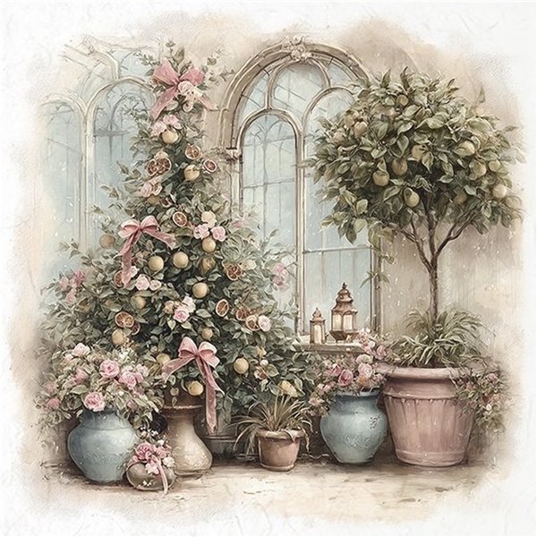 Assortiment papiers de riz Noël x6 15x15cm arbres et couronnes