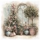 Assortiment papiers de riz Noël x6 15x15cm arbres et couronnes