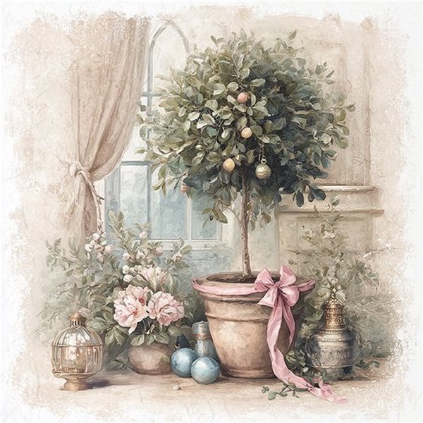 Assortiment papiers de riz Noël x6 15x15cm arbres et couronnes