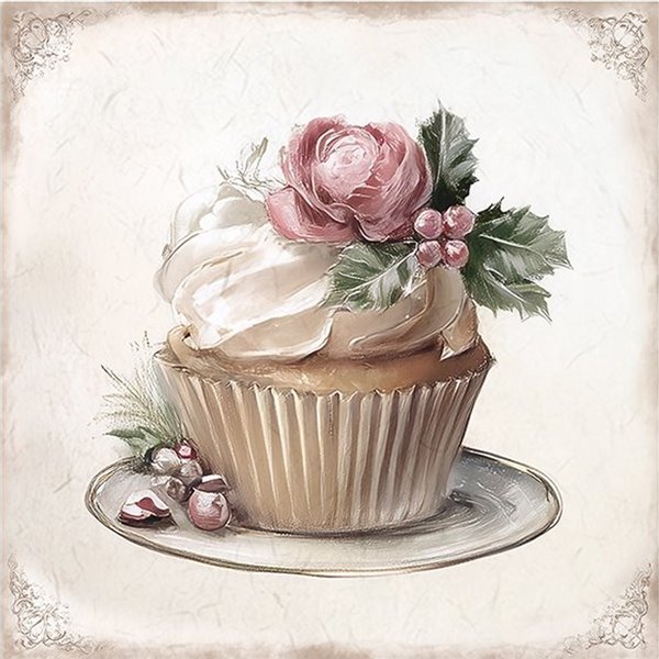Assortiment papiers de riz x6 15x15cm Cupcackes