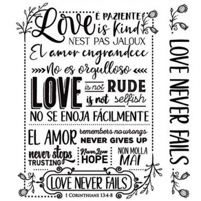 Tampon clear motifs love never fails 2 tampons Stamperia
