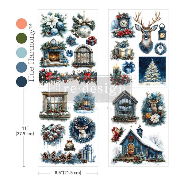 Transfert pelliculable Redesign Quiet Country Blue 21x28cm 3fe+1 en BONUS