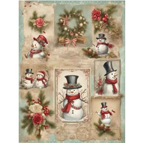 Papier de riz Bonhommes de Neige Chic A3 30x41cm