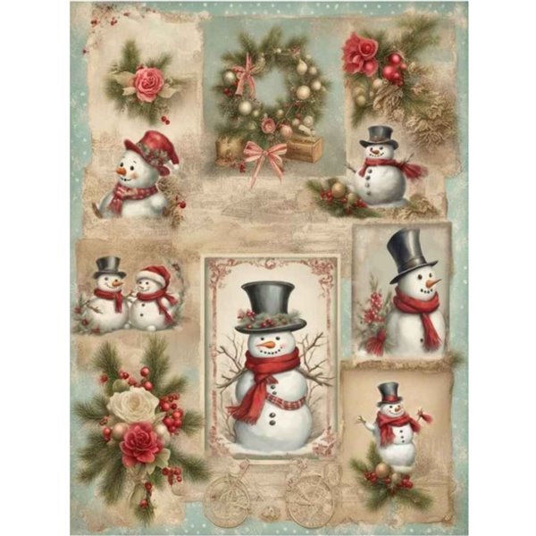 Papier de riz Bonhommes de Neige Chic A3 30x41cm