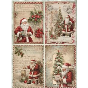 Papier de riz Cartes du Père Noël A3 30x41cm